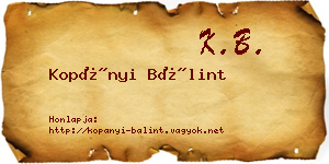 Kopányi Bálint névjegykártya