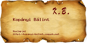 Kopányi Bálint névjegykártya