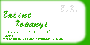 balint kopanyi business card